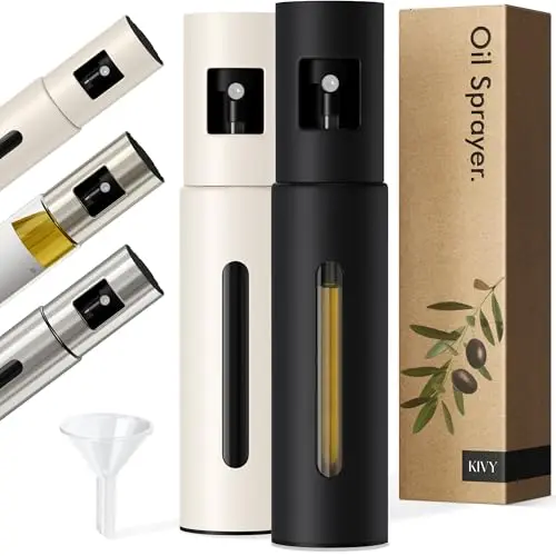 KIVY Glass Oil Sprayer Set of 2 in black and cream white with 100ml capacity