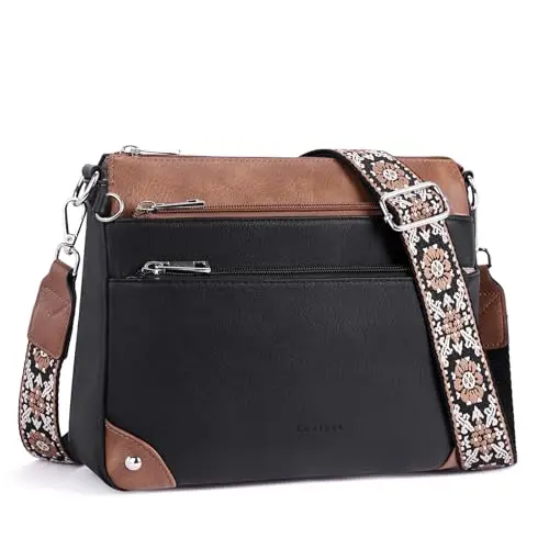 Lexiyat Crossbody Bag for women in black and brown leather