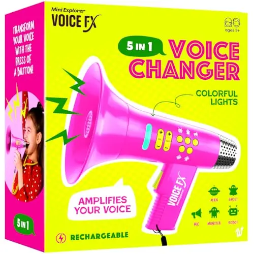 Mini Explorer voice changer toy with colorful lights for kids