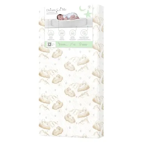 Dream On Me Little Lullaby crib mattress in beige cloud design