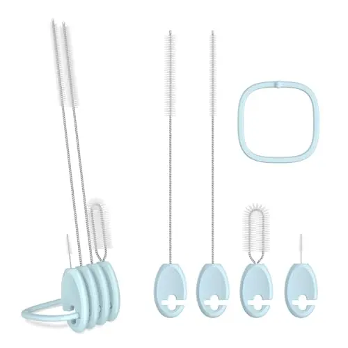 se7en 4-in-1 straw cleaner brush set with standing design in blue