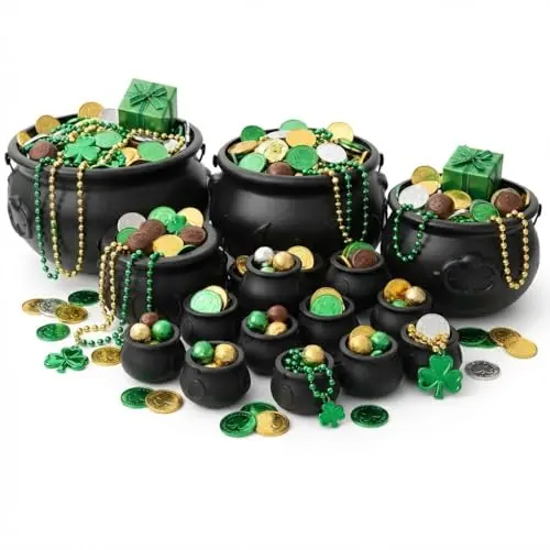 PMU 16-piece black plastic cauldron set with multiple sizes