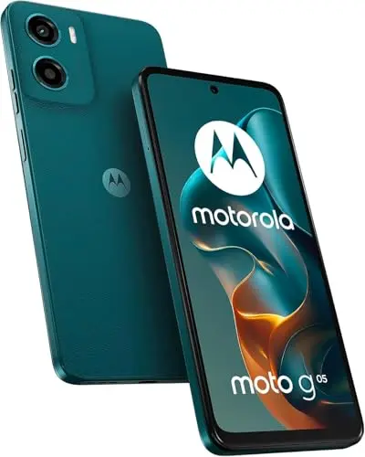 Motorola Moto G05 smartphone in green with large display and dual SIM