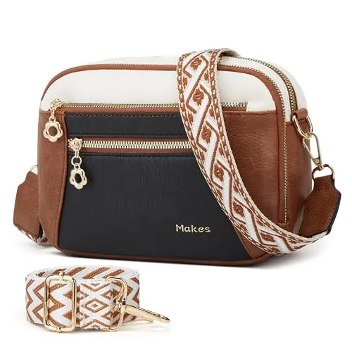 Trendy vegan leather crossbody purse for women with multiple pockets