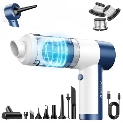 WEBOLLY blue and white compact 4-in-1 handheld vacuum and air duster