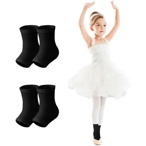 Domaste two pairs of black compression ankle sleeves for kids sports