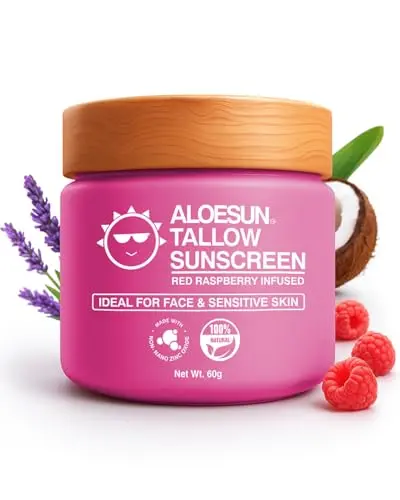 ALOESUN Organic Beef Tallow Sunscreen bottle with lavender variant