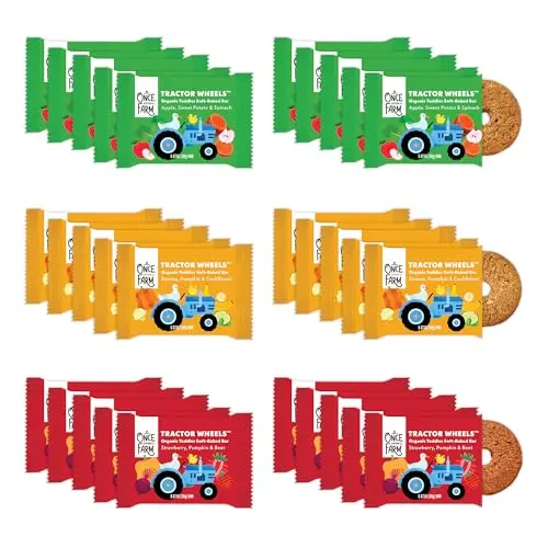 Once Upon a Farm Organic Soft-Baked Tractor Wheel Bars for toddlers