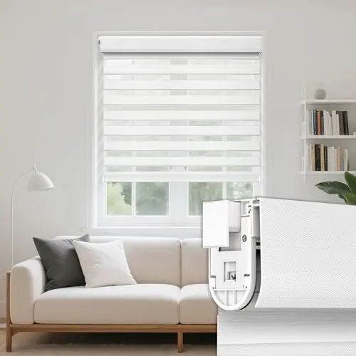 Grandekor no-drill zebra blinds installed on kitchen window frame