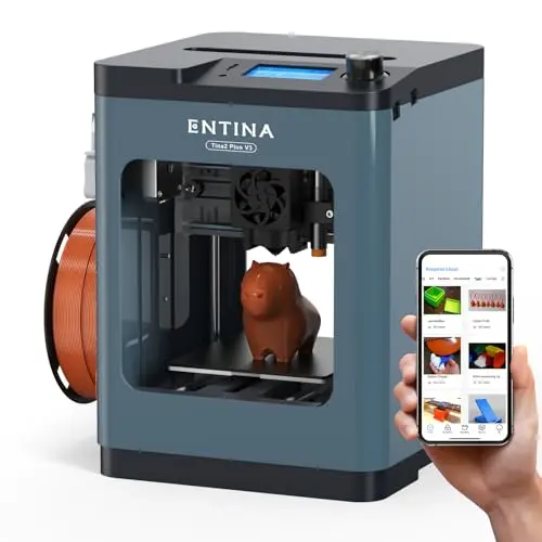 Entina TINA2Plus V3 high-speed mini 3D printer in black and blue
