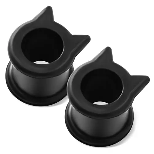 WYR Cat Ear Design Black Silicone Tunnels for Ear Stretching