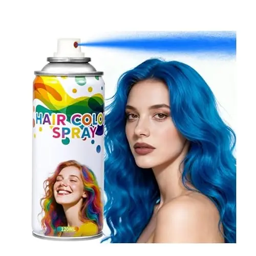 AFCRYIYE blue temporary hair color spray can with included applicator gloves
