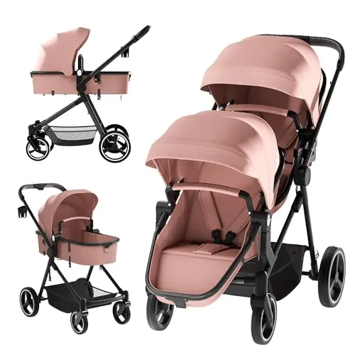 TOLEAD lightweight double stroller in Pink color