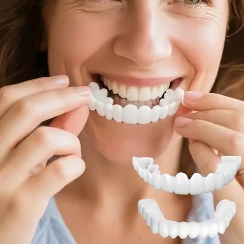 Generic veneer teeth kit with two packages containing four pieces total