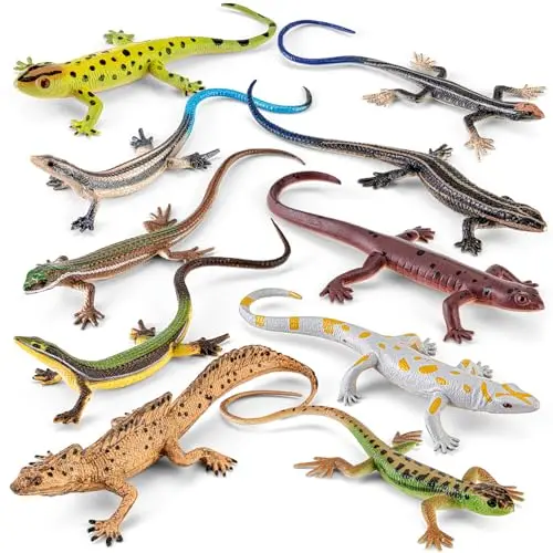 THINKBAY set of 10 large 6-inch realistic plastic lizard figurines