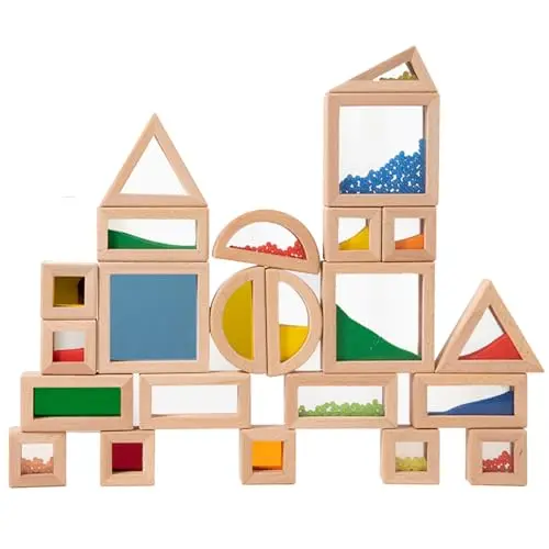 Dinhon 23PCS Sensory Blocks made of wood and acrylic