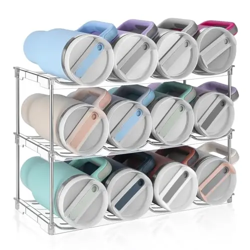 spospo large compartment water bottle organizer with steel pipes for Stanley tumblers