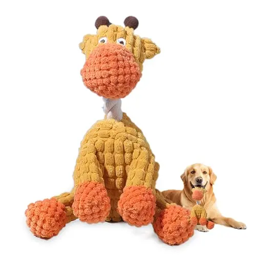 ANYSENT giraffe-shaped indestructible plush dog toy for aggressive chewers