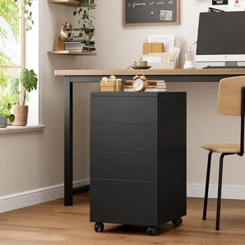 BOTLOG small black four-drawer chest on locking wheels