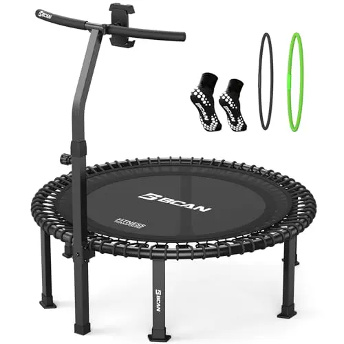 BCAN BT4 40-inch bungee rebounder trampoline with adjustable handle and phone holder