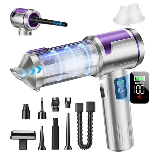 AOHPEGN silver handheld portable vacuum with multi-nozzle kit