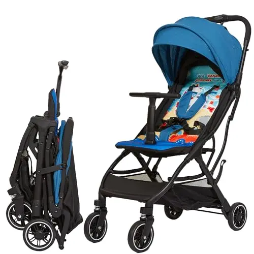 COOL KIDS blue umbrella stroller with cow pattern and automatic folding