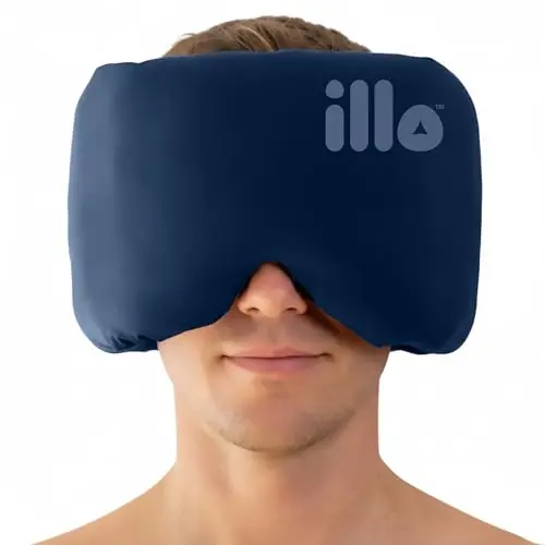 Midnight blue wearable pillow and sleep mask made of silk