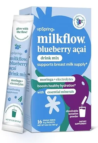 UpSpring Milkflow Blueberry Acai breastfeeding supplement and electrolyte drink mix