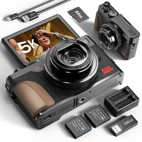 NBDDIGITAL retro-style 5K digital camera with leather strap
