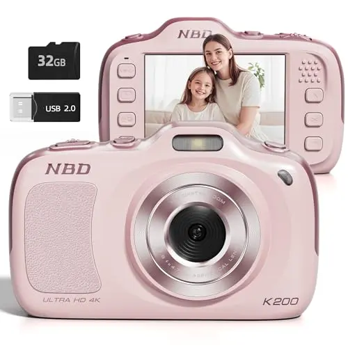 Pink NBDDIGITAL compact digital camera with sleek design