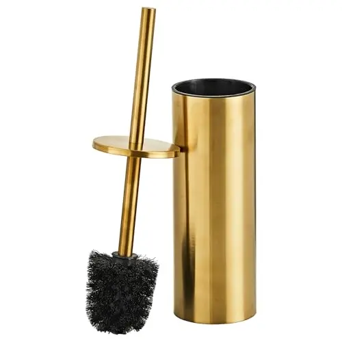 KUUBTH brushed gold stainless steel toilet brush and holder set