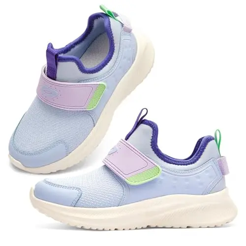 Balabala kids running shoes with bumper toe cap in purple and blue