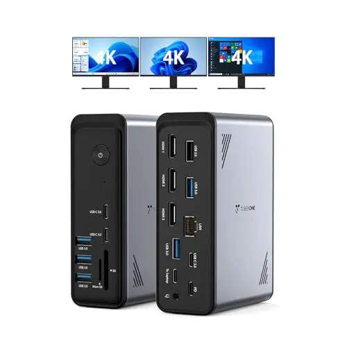 TobenONE triple monitor docking station with 18 ports in grey