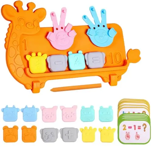 DOCEPERT silicone giraffe-shaped counting blocks and math cards