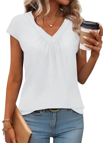 Wiholl Summer Tank Top in white with a v-neck and straight cut