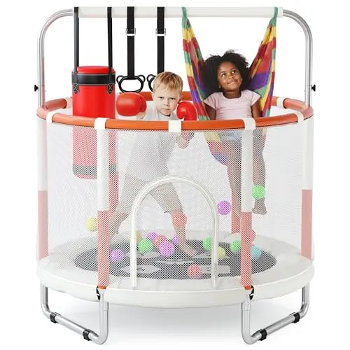 Happin 55-inch indoor trampoline with safety net for kids