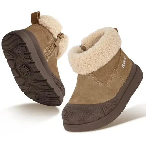 Toddler snow boots for girls and boys in khaki