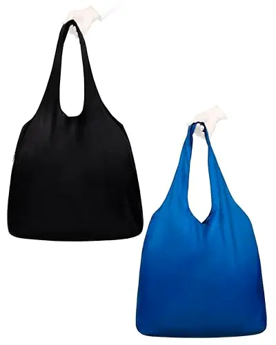 Nanobag XL Tote Bundle in Black and Navy, showing its larger unfolded size