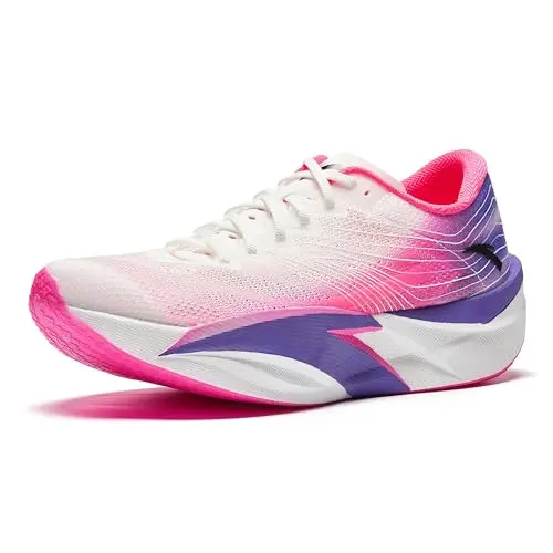 ANTA C202 6 carbon plate marathon running shoes in white and purple