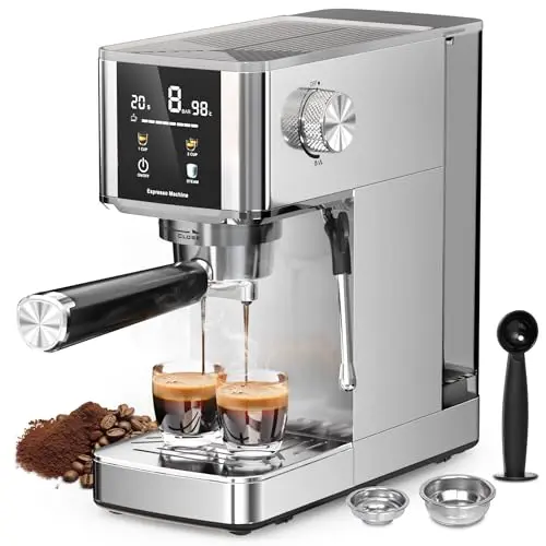 Kismile semi-automatic espresso machine in stainless steel