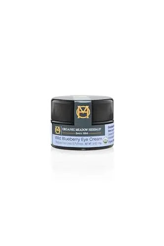 USDA Certified Organic Wild Blueberry Eye Cream in violet glass jar