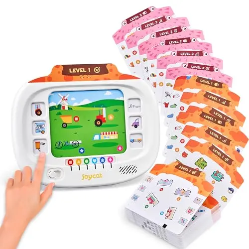 JoyCat screen-free interactive learning tablet with flash cards for logic games