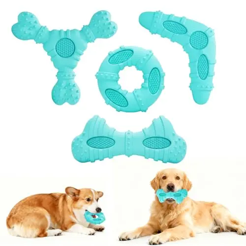 ClawClawHome 4 pack of natural rubber dog chew toys in blue