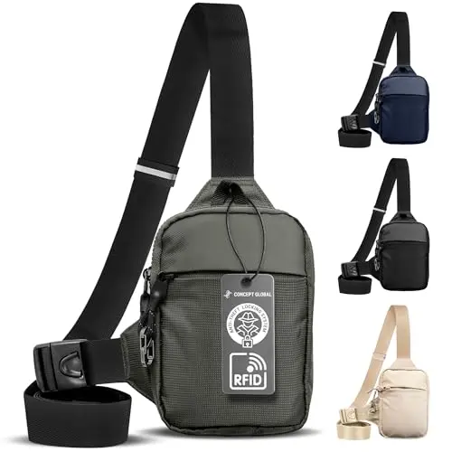 CONCEPT GLOBAL Travel Sling Bag with anti-theft features