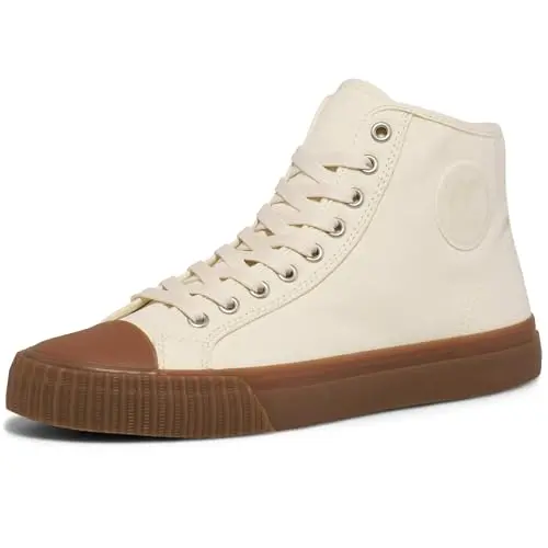 PF Flyers Center High-Top sneaker in off-white canvas with gum rubber sole