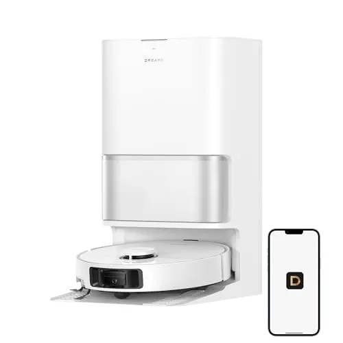 Dreame L40 Ultra Gen2 robot vacuum in white, showing its extendable side brush for edge cleaning.