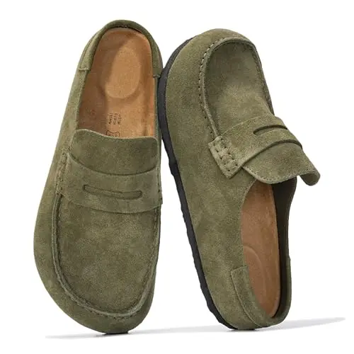 Project Cloud Haven clogs in suede with a moccasin-style design