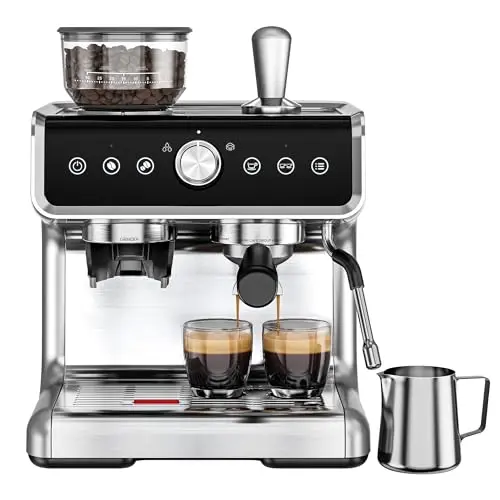 EUHOMY CM002 espresso machine in gray with built-in grinder and touch screen