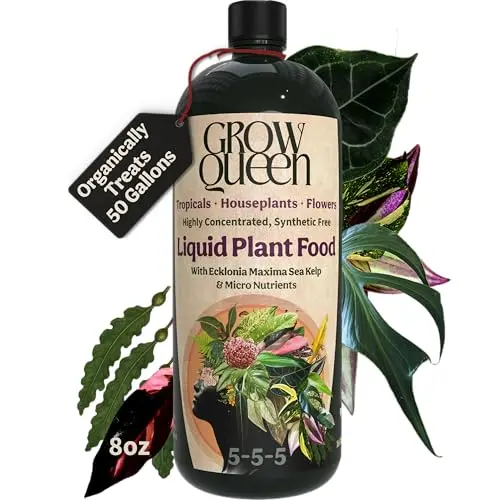 Grow Queen Organic Liquid Fertilizer bottle for indoor plants