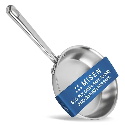 Misen 5-Ply Stainless Steel 6-inch Frying Pan on a stovetop